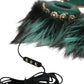 Green Gold Crystal Fur Headset Audio AUX Headphones