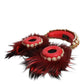 Red Gold Crystal Fur Headset Audio AUX Headphones