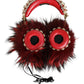 Red Gold Crystal Fur Headset Audio AUX Headphones