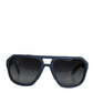 Blue Metal Frame Rubber Skin Polarized Mirror Lens Sunglasses