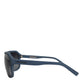 Blue Metal Frame Rubber Skin Polarized Mirror Lens Sunglasses