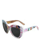 Multicolor Wood Crystal Brass Frame Floral Hand Paint Sunglasses