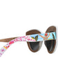 Multicolor Wood Crystal Brass Frame Floral Hand Paint Sunglasses