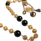 Gold Chain Brass Black Beaded Rosary Style Necklace