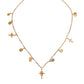 Gold Tone Brass Chain Religious Cross Pendant Necklace