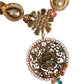 Gold Tone Brass Embellished Ball Chain Statement Necklace