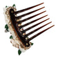 Brown Plastic Crystal Floral Women Hair Comb