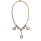 Gold Chain Brass Crystal Clock Statement Necklace