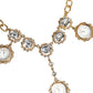 Gold Chain Brass Crystal Clock Statement Necklace