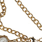 Gold Chain Brass Crystal Clock Statement Necklace