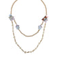 Gold Chain Brass Floral Layered Crystal Pearl Necklace