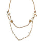 Gold Chain Brass Floral Layered Crystal Pearl Necklace