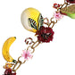 Gold Brass FRUIT Pendants Flowers Crystal Logo Necklace