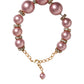 Pink Maxi Faux Pearl Beads Crystals Gold Chain Necklace