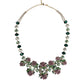 Gold Brass Link Chain Rose Petal Crystal Embellished Necklace