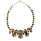 Gold Brass Link Chain Rose Petal Crystal Embellished Necklace