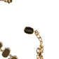 Gold Brass Link Chain Rose Petal Crystal Embellished Necklace