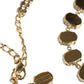 Gold Brass Link Chain Rose Petal Crystal Embellished Necklace