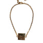 Gold Brass Chain Logo Sicily Pendant Necklace