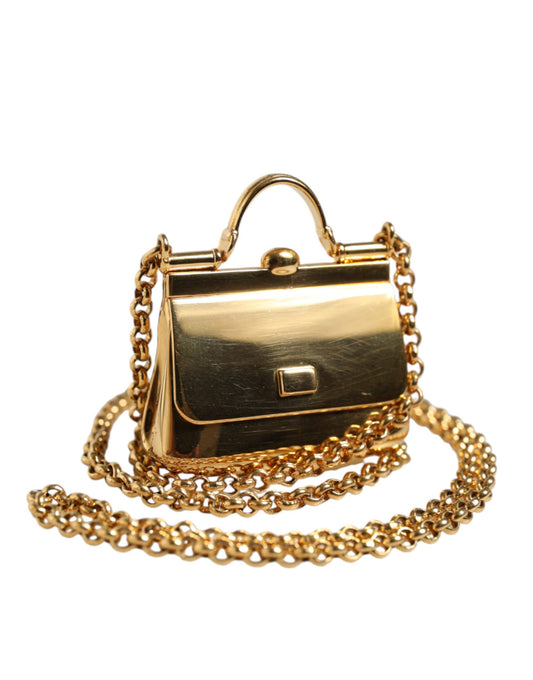 Gold Brass Chain Sicily Micro Bag Pendant Necklace