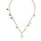 Gold Tone Brass Chain Religious Cross Pendant Necklace