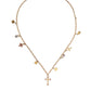 Gold Tone Brass Chain Religious Cross Pendant Necklace