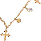 Gold Tone Brass Chain Religious Cross Pendant Necklace