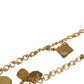 Gold Tone Brass Chain Religious Cross Pendant Necklace