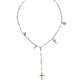 Gold Chain Brass Beaded Rosary Cross Pendant Necklace