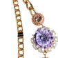 Gold Tone Floral Crystals Embellished Layered Necklace