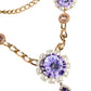 Gold Tone Floral Crystals Embellished Layered Necklace