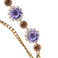 Gold Tone Floral Crystals Embellished Layered Necklace