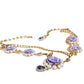 Gold Tone Floral Crystals Embellished Layered Necklace