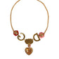 Gold Chain DG Logo Rose Love Crystal Charm Necklace