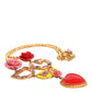 Gold Chain DG Logo Rose Love Crystal Charm Necklace