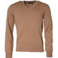 Brown Cashmere Knit V-neck Pullover Sweater