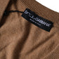 Brown Cashmere Knit V-neck Pullover Sweater