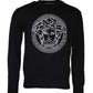 Black Medusa Embroidery Crew Neck Pullover Sweater