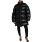 Black Puffer Quilted Full Zip Coat Jacket