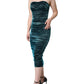 Green Silk Blend Satin Fitted Strapless Dress