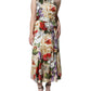 Multicolor Floral Silk Stretch One Shoulder Dress