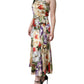 Multicolor Floral Silk Stretch One Shoulder Dress