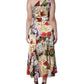 Multicolor Floral Silk Stretch One Shoulder Dress