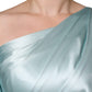 Mint Green Silk Fit Cut One Shoulder Dress