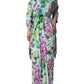 Multicolor Floral Silk Stretch Wrap Dress