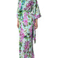 Multicolor Floral Silk Stretch Wrap Dress