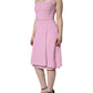 Pink A-line Flare Viscose Sleeveless Dress