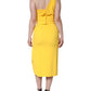 Yellow One Shoulder Side Slit Midi Dress