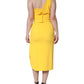 Yellow One Shoulder Side Slit Midi Dress