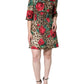 Brown Leopard Red Roses Cotton A-line Dress